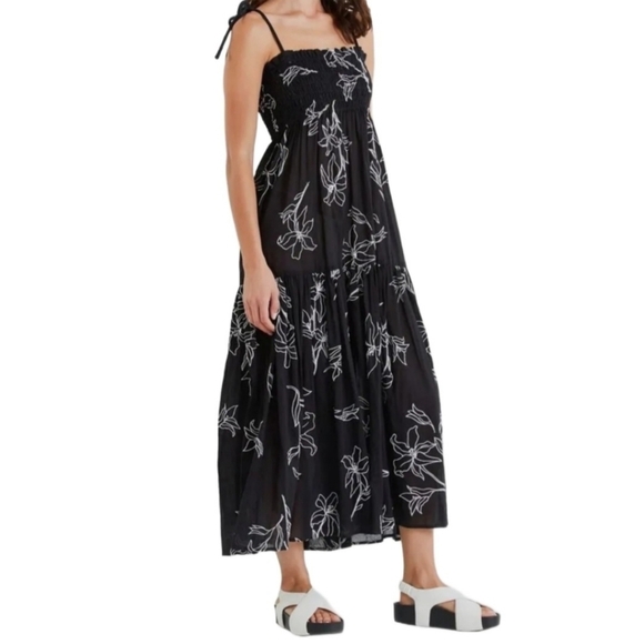 Tanya Taylor Leona Smocked Floral Midi-Dress NWT - Picture 1 of 12